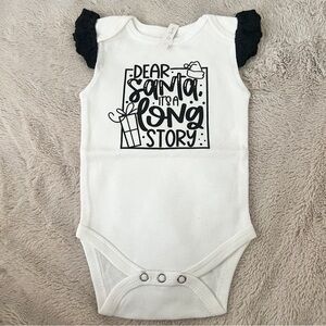 Baby Girls White One-Piece Bodysuit with Black Sleeve Accents